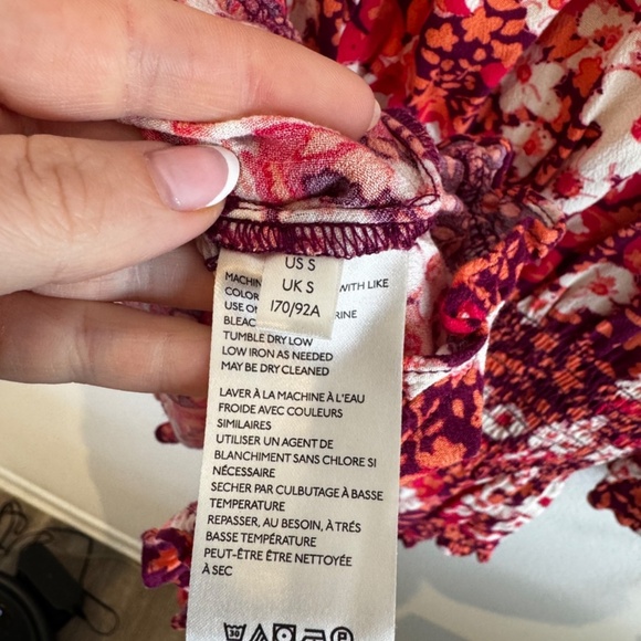 Free People Sweet Memories Pink Floral Ruffled Peplum Top - Picture 7 of 8